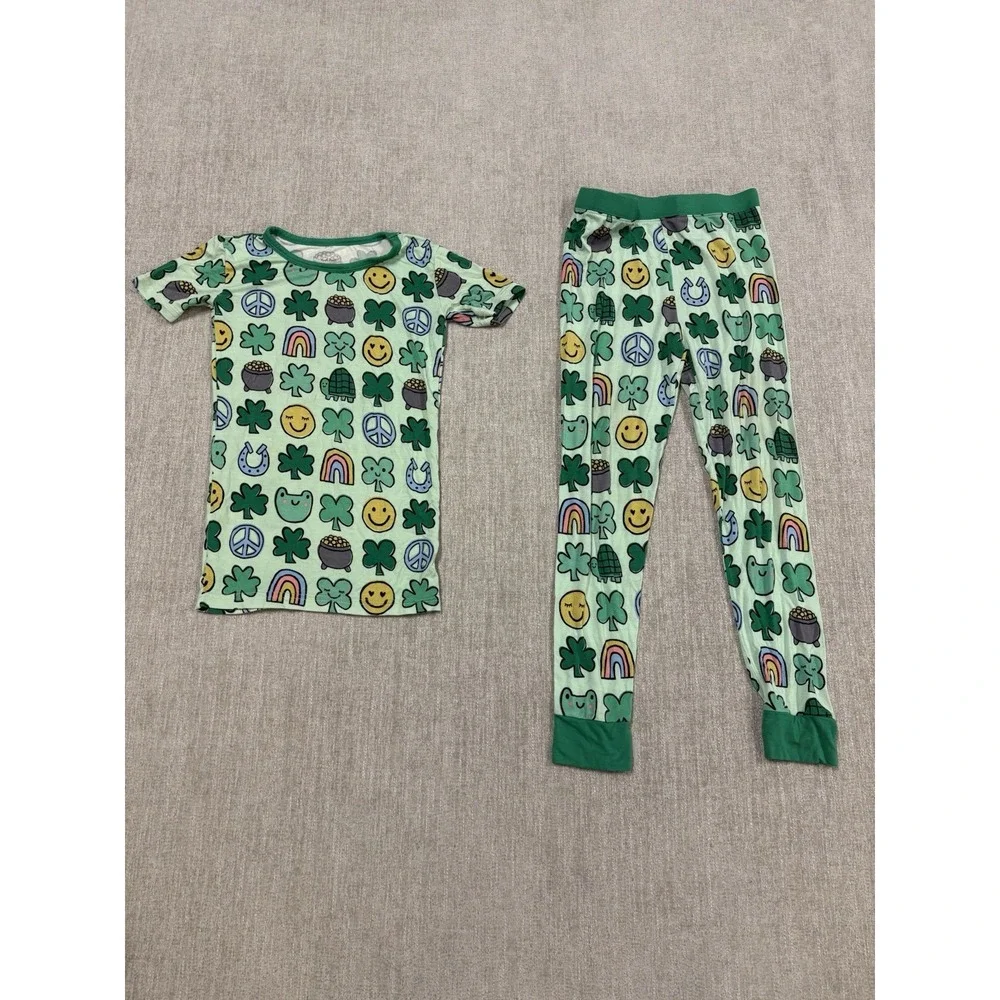 Little Sleepies Happy Go Lucky Short Sleeve Bamboo Pajama Set Size 7/8